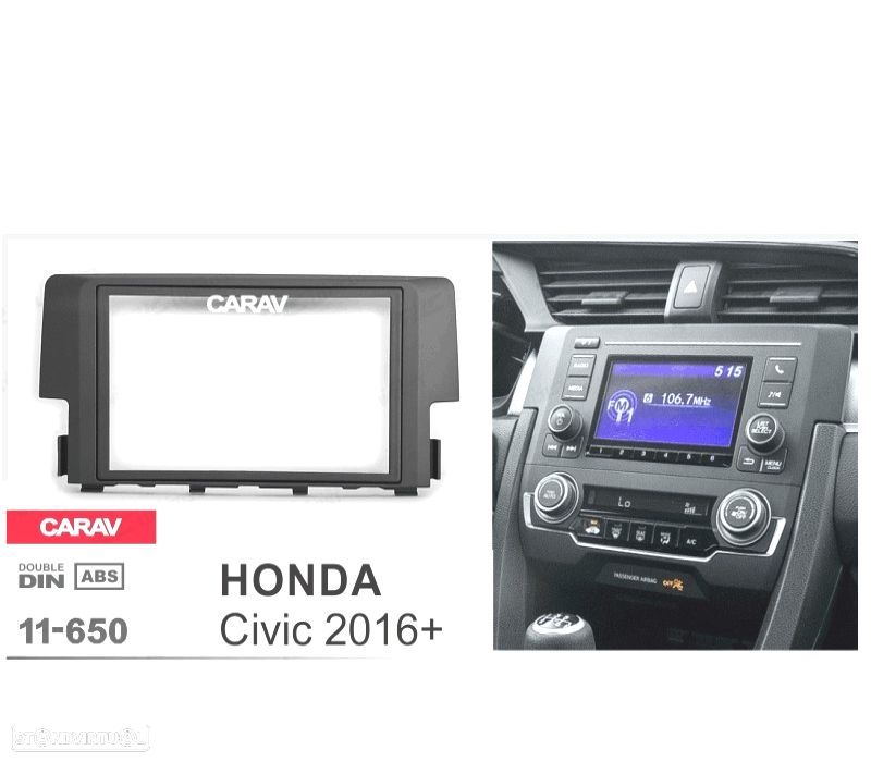 MOLDURA ADAPTADOR PRETO PARA RADIO 2-DIN PARA HONDA CIVIC 2016+ - 3