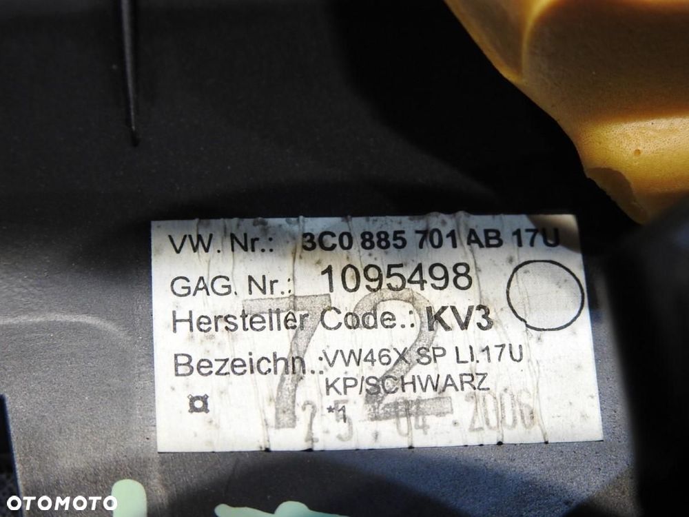 BOCZEK KANAPY LEWY TYŁ VW PASSAT B6 3C0885701 - 5