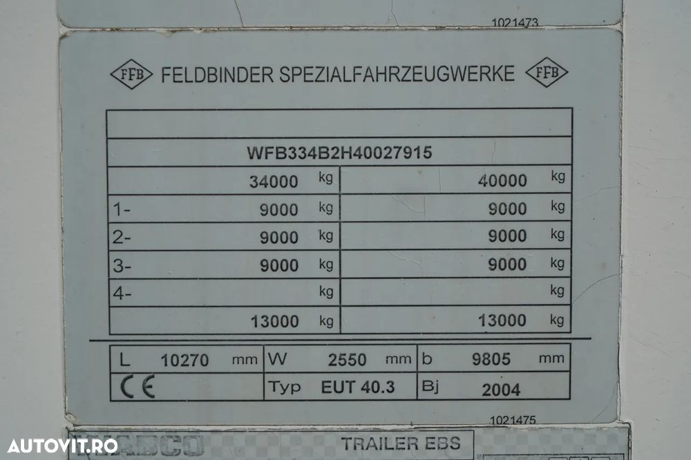 Feldbinder / CEMENTONACZEPA / 5 KOMÓR / 40 000 L / SILOS / ALUFELGI - 27