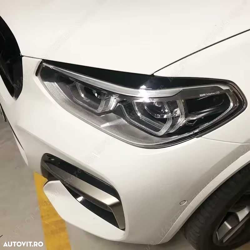 Set 2 Pleoape Faruri Far BMW X3 X4 G01 G02 2018-2023, Negru Lucios,ABS - 8