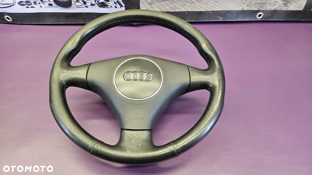 Kierownica Trzy 3 Ramienna Czarna Skóra Soul Air Bag Poduszka Kabel Wtyczka AUDI A4 B6 B7 - 2