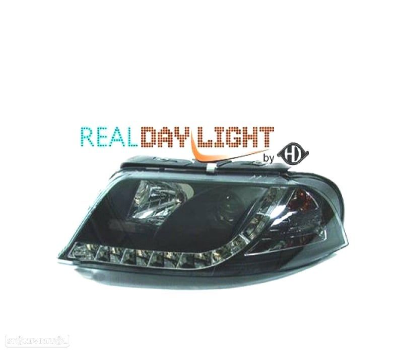 FARÓIS FRONTAIS PARA VOLKSWAGEN VW PASSAT LIM. KOMBI 00-05 DRL PRETO - 1