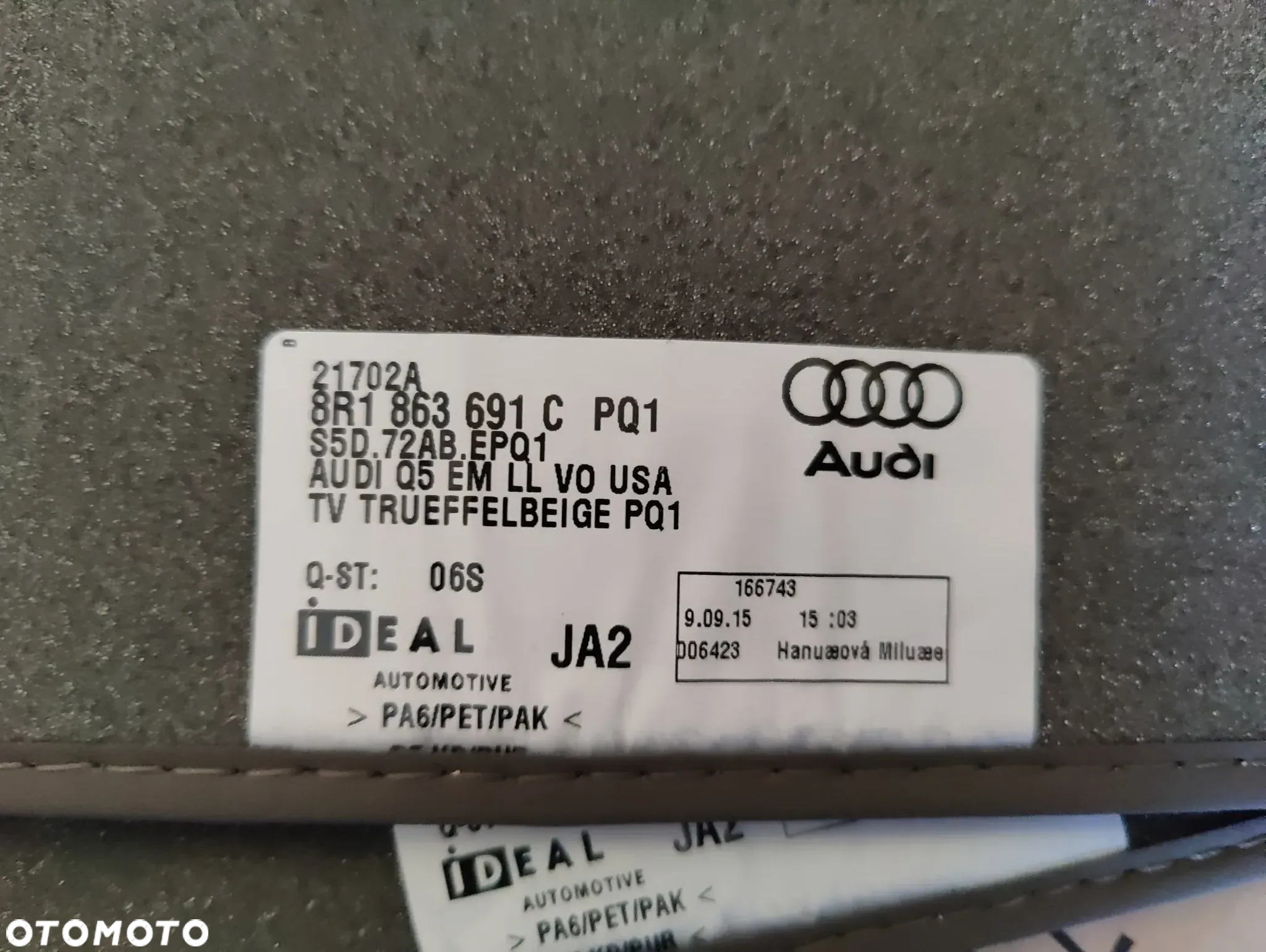 AUDI Q5 8R NOWE DYWANIKI WELUROWE ORYGINALNE 8R1863691C 8R0864450A - 7