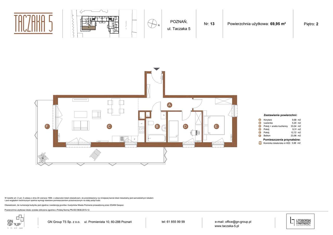 Taczaka 5 | przestronny apartament 3-pok. z dużym tarasem | 13 - Pełny obrazek: 4/25