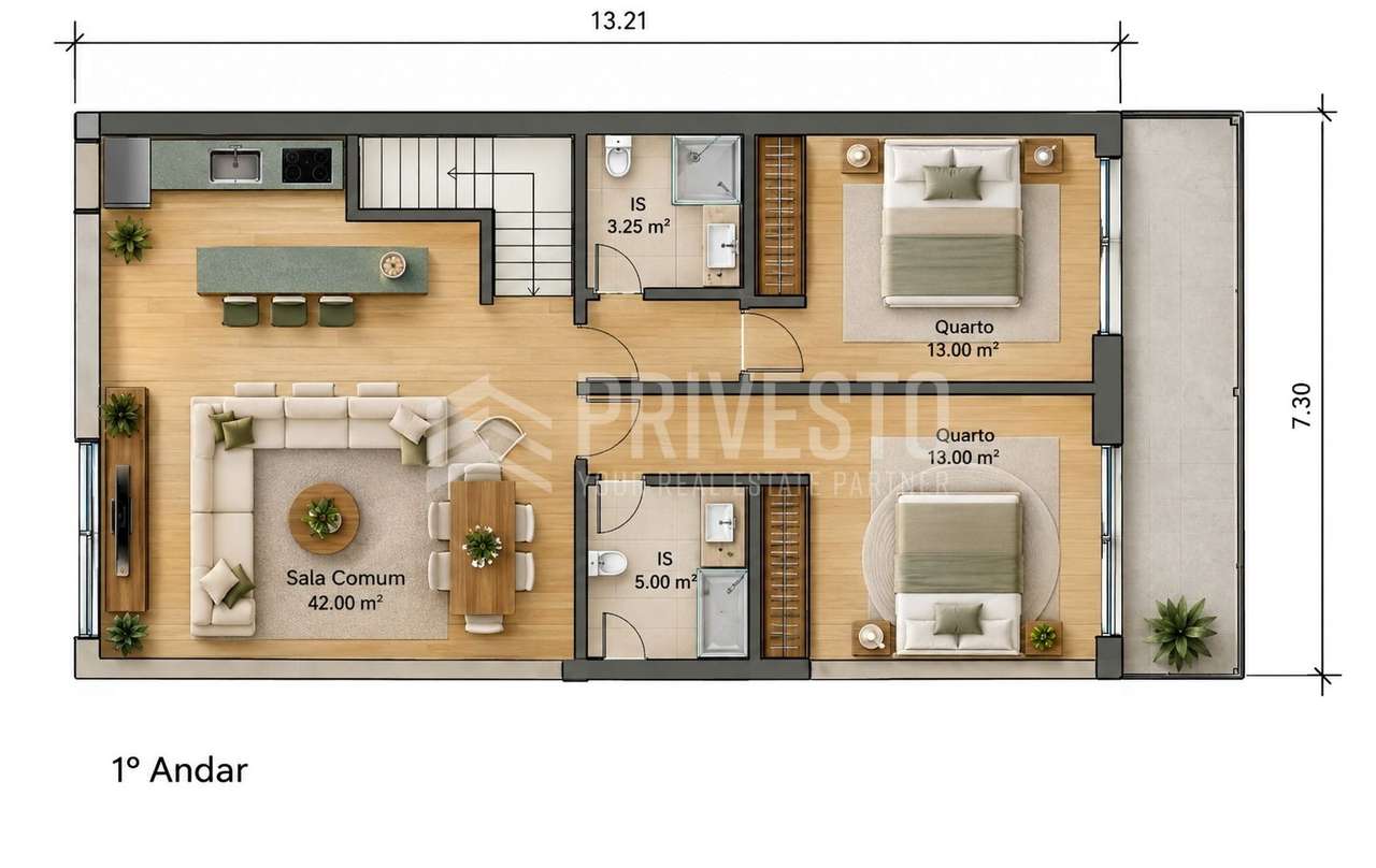 Prédio com 3 Frações T2, Proj. Aprovado, inserido em terreno com 551m2 - Grande imagem: 3/11