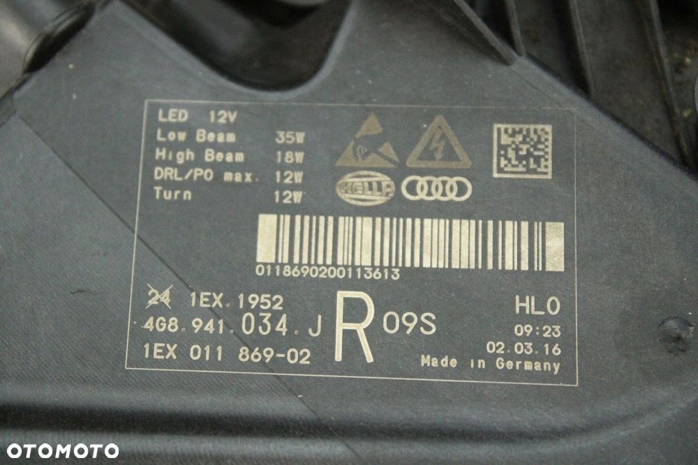 ORYGINALNA LAMPA FULL LED PRAWY PRZÓD AUDI A7 C7 4G8941034J EUROPA 32km - 11