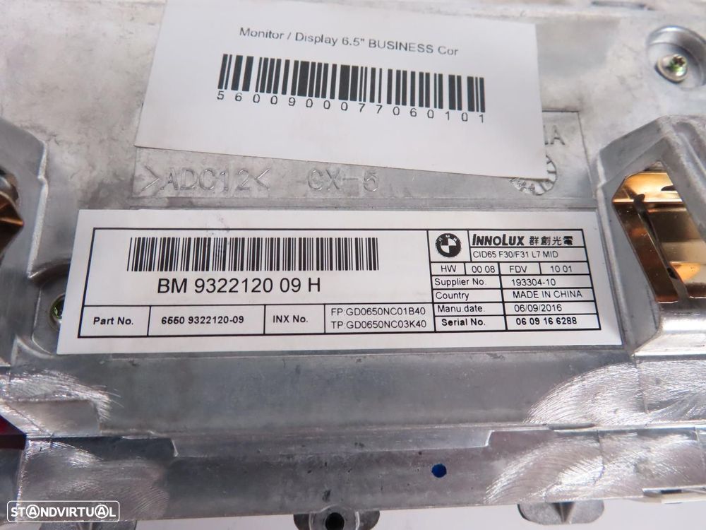 Monitor / Display Central 6.5 Business Usado / Original BMW 3 (F30, F80)/BMW 3 T... - 6
