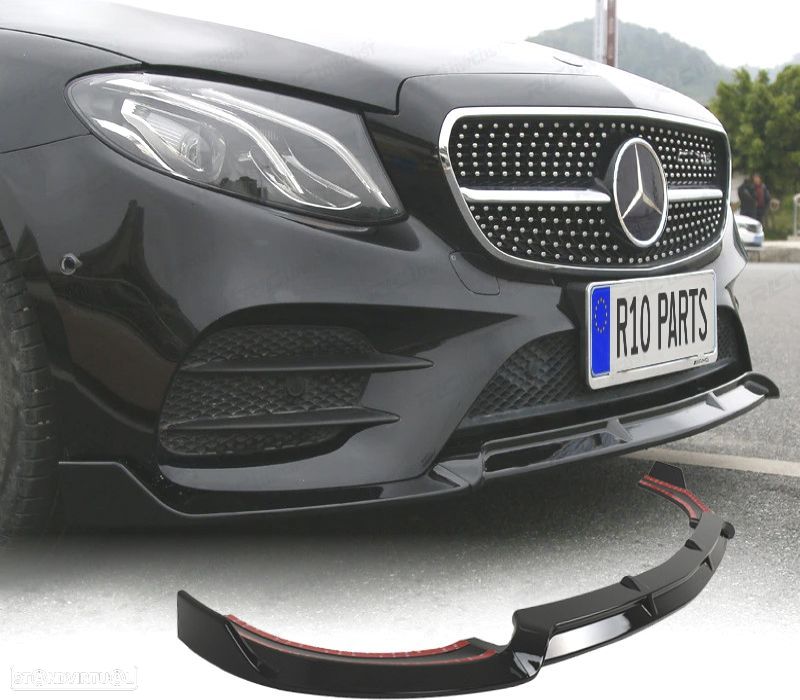SPOILER FRONTAL MERCEDES CLASE E W213 16-20 LOOK SPORT PRETO BRILHANTE - 1