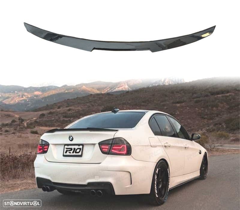 AILERON LIP SPOILER TRASEIRO BMW E90 05-12 LOOK M4 PRETO BRILHANTE - 1