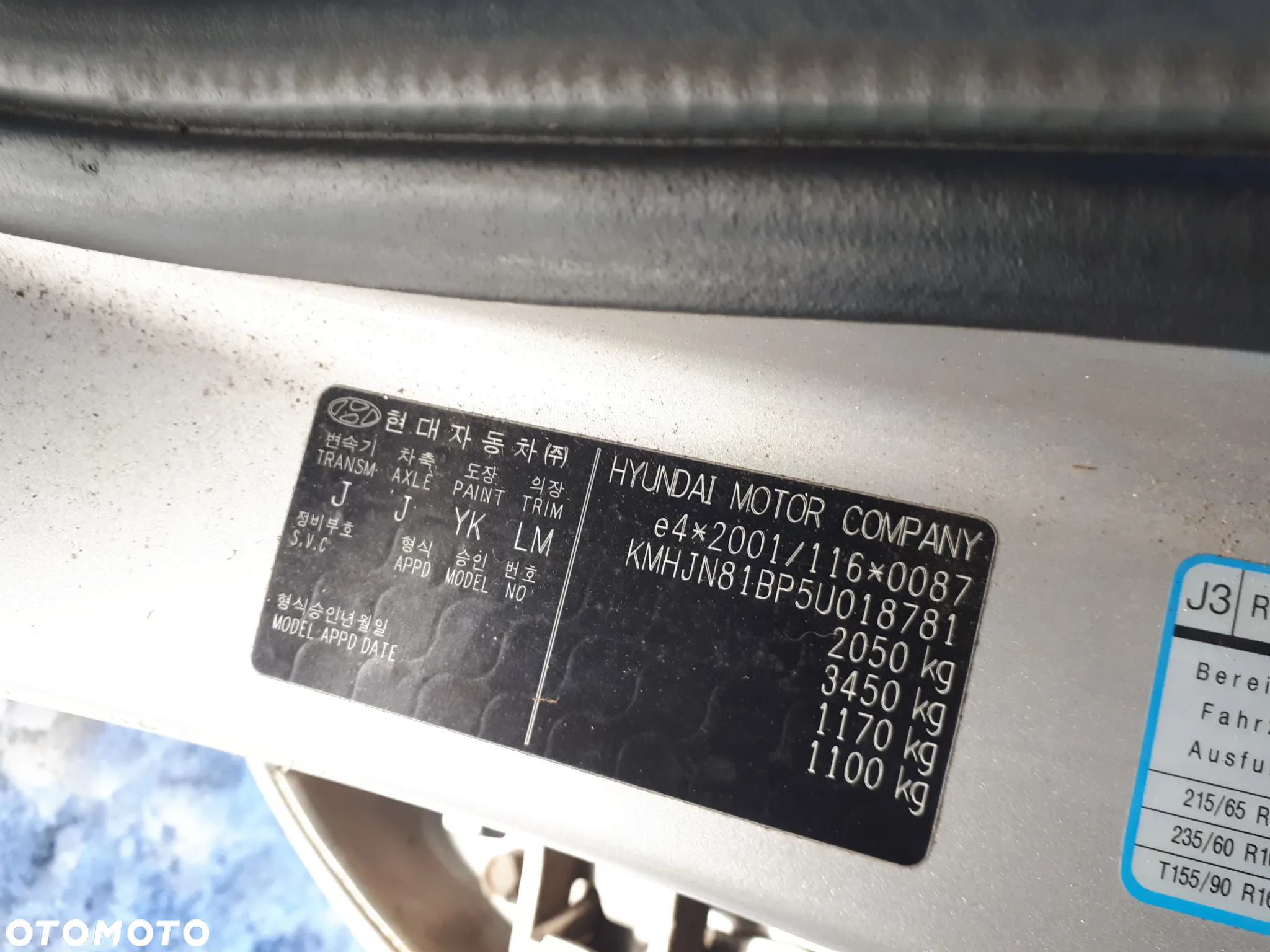 HYUNDAI TUCSON I 04-09 KLAPA TYŁTYLNA BAGAŻNIKA YK - 13