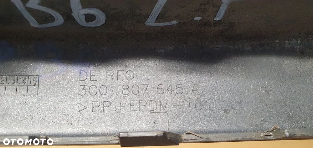 Listwa zderzaka lewy przód przednia lewa VW Passat B6 3C0807645A - 8