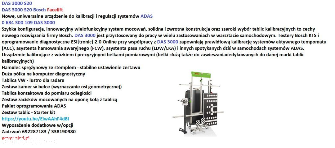 DAS 3000 kalibracja kamer i radarów Akcja DAS 3000 – Starter Kit 1.1 - 17