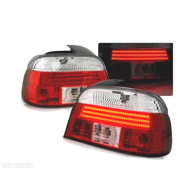 FAROLINS TRASEIROS LED BMW E39 LIMOUSINE 95-00 RED CRYSTAL VERMELHO CRISTAL - 1