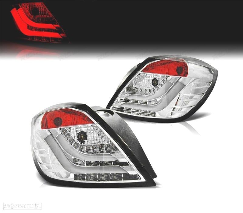 FAROLINS TRASEIROS PARA OPEL ASTRA H GTC 04-09 LIGHT BAR FUNDO CROMADO - 1