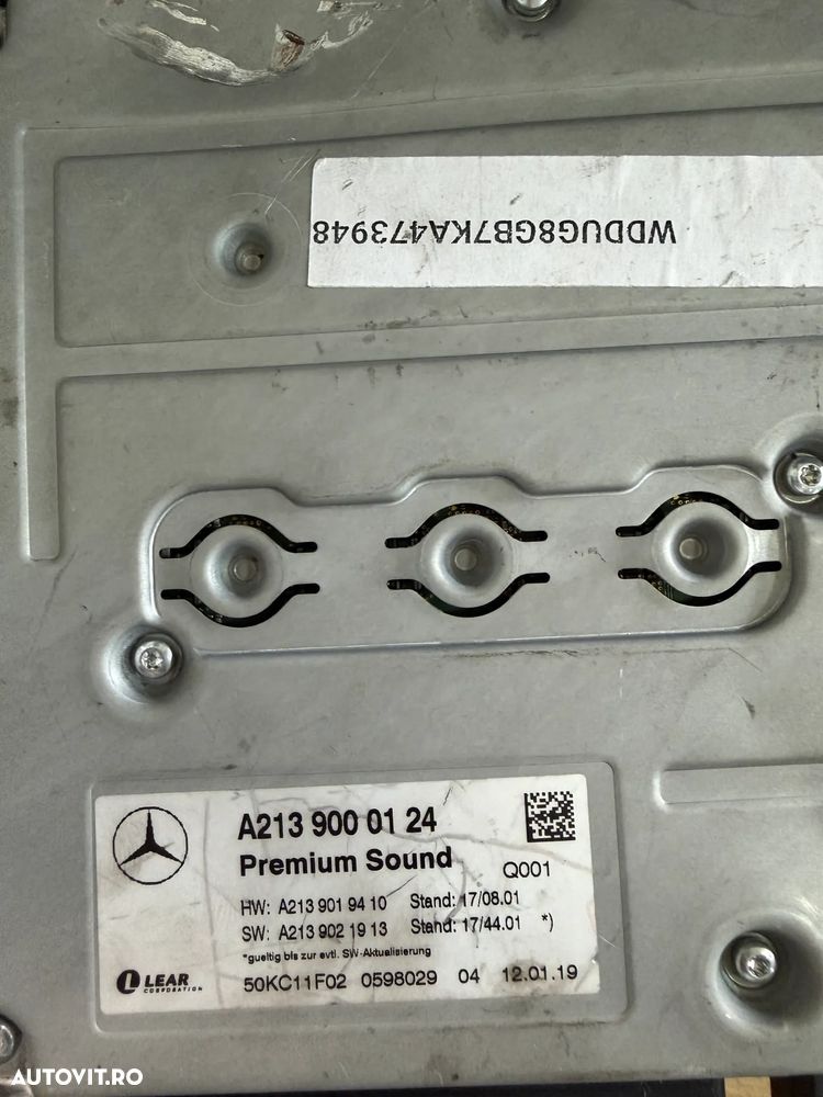 Statie amplificator burmester Mercedes W213 W222 Premium sound amplificator Mercedes cu mufe incluse - 3