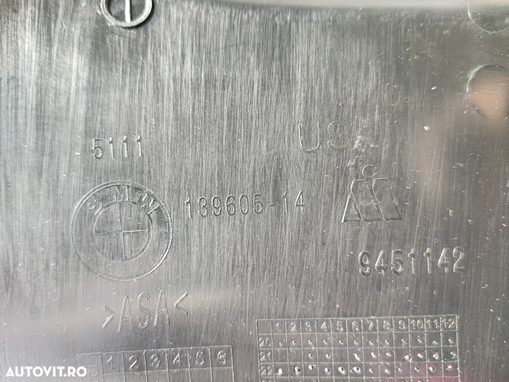 Grila captare aer dreapta bara fata cu locas senzor parcare BMW X3 G01 2017-2025 Cod: 9451142 / 139605-14 - 4