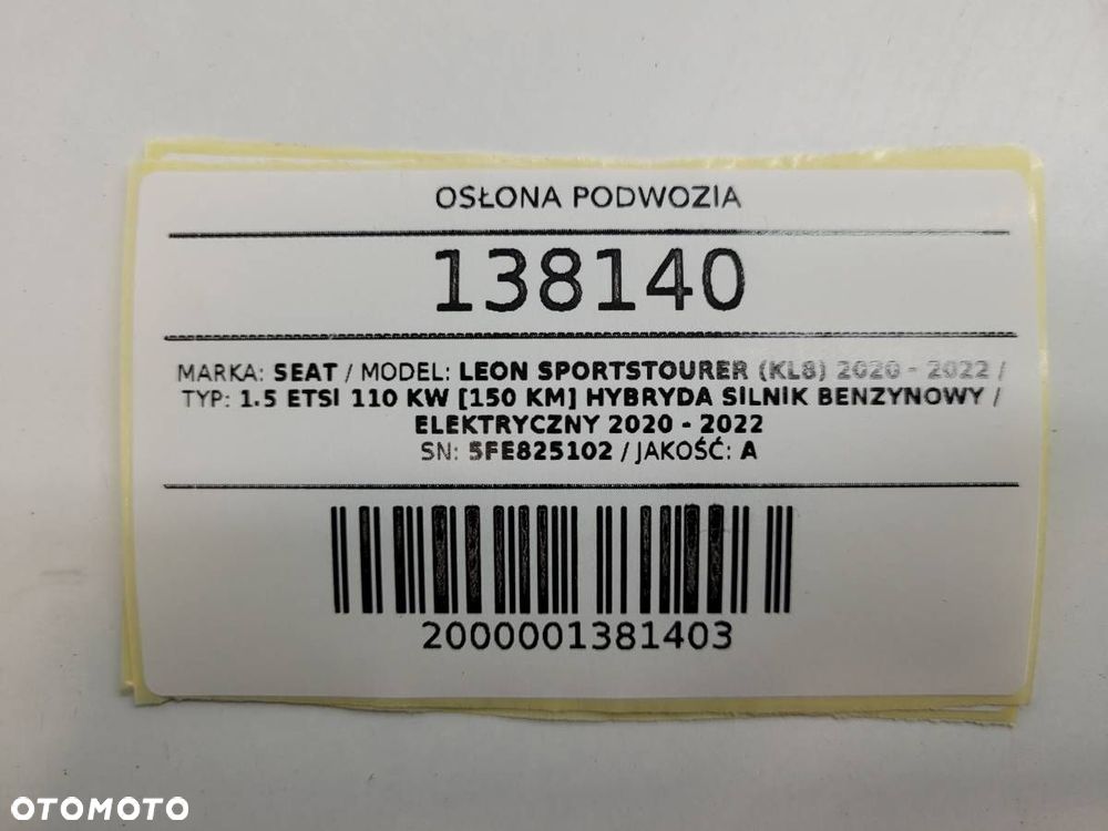 OSŁONA PODWOZIA PŁYTA PRAWA SEAT LEON IV 5FE825102 2024 KOMBI - 6