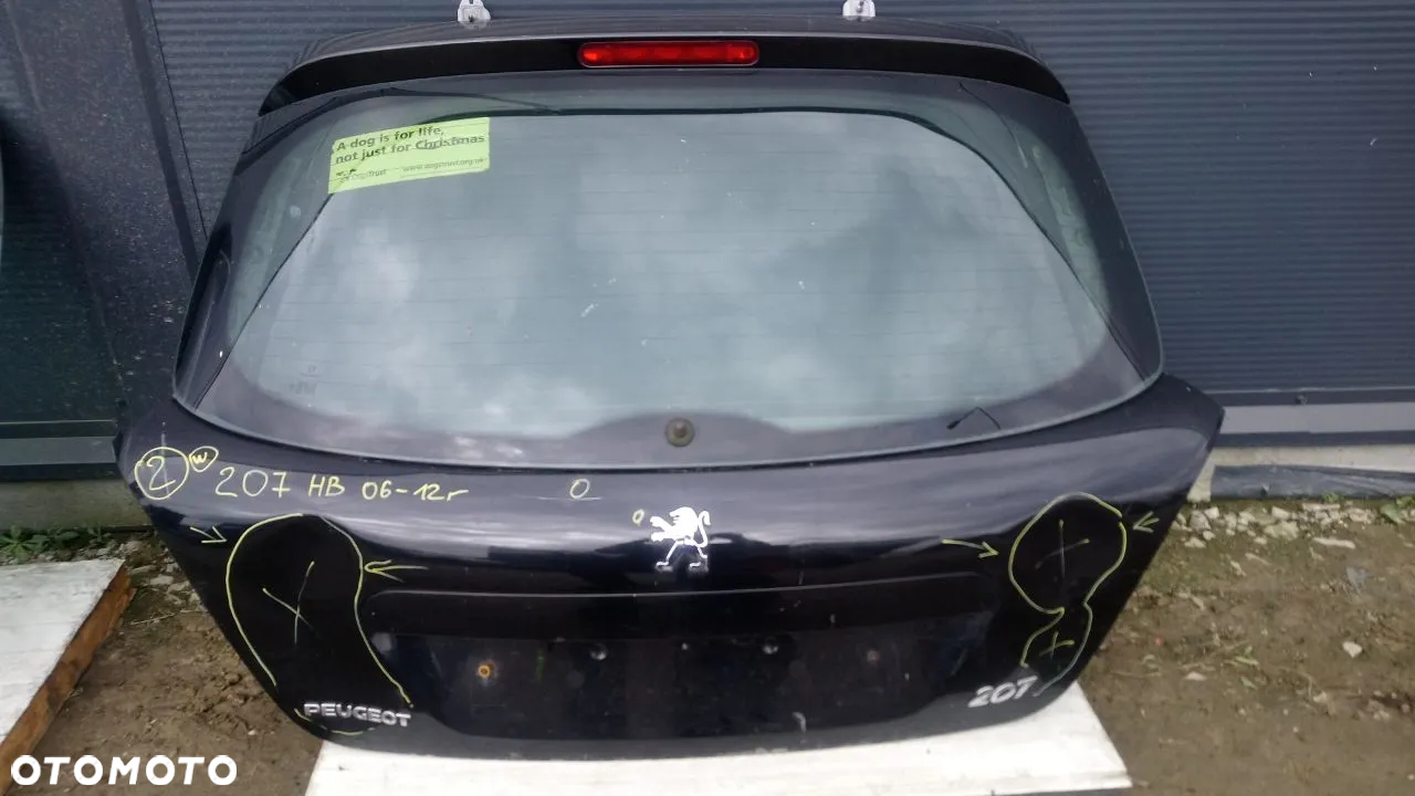 KLAPA SZYBA  PEUGEOT 207 HATCHBACK SZARA, CZARNA HB - 3