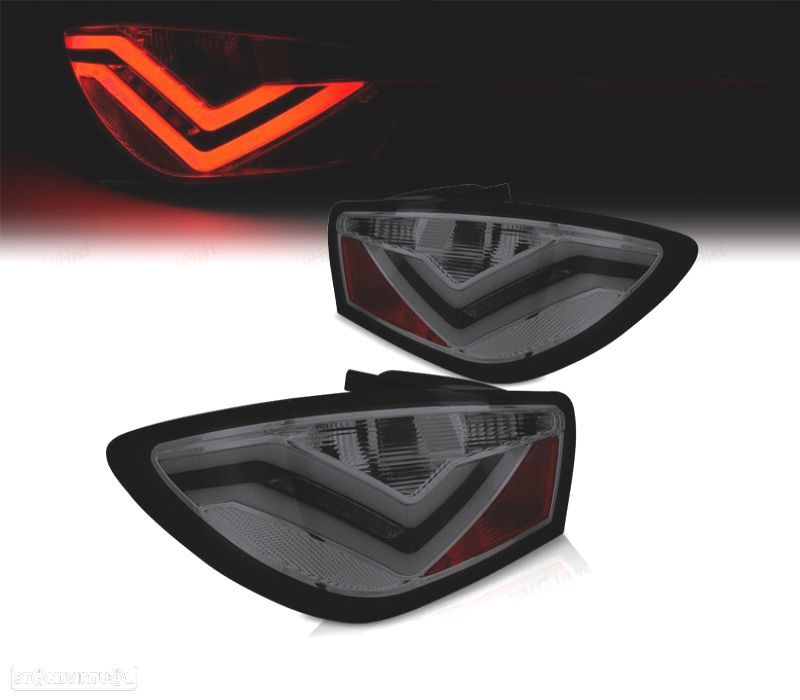 FAROLINS TRASEIROS PARA SEAT IBIZA 08-12 LIGHT BAR FUNDO CROMADO FUMADO 3 PORTAS - 1