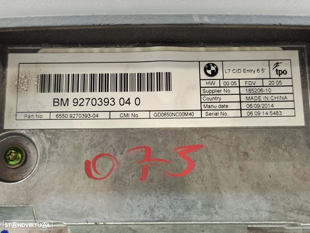 Display Ecra Comando Radio iDrive CID BMW 9270393 - 8