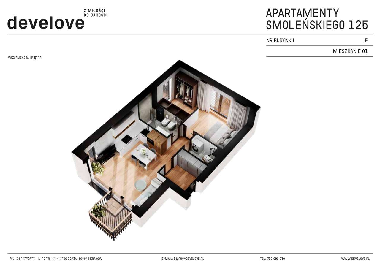 Mieszkanie F1- 44,80m2 piętro 1.