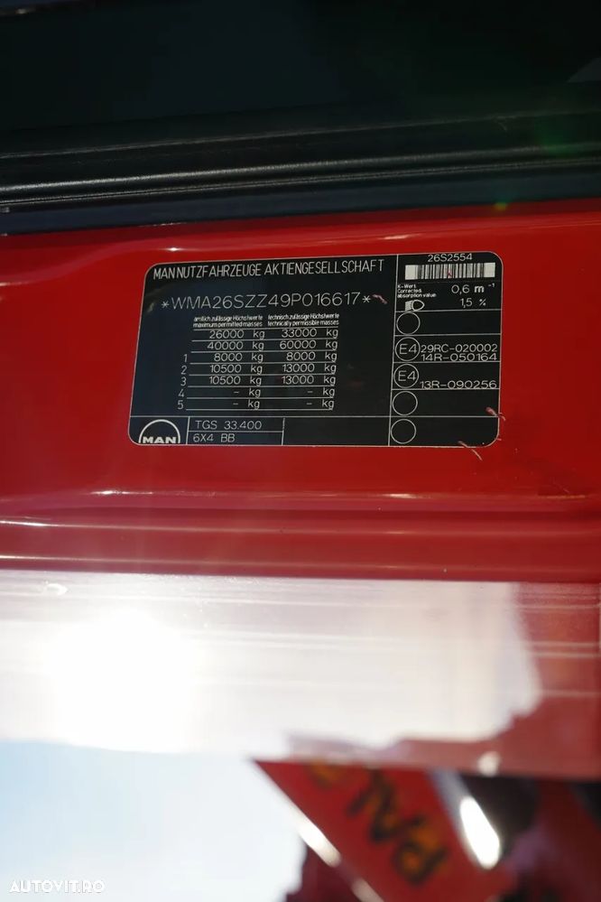 MAN TGS 33.400 / 6x4 / BASCUNĂ CU 2 LATE / BASCUNĂ HIDROBRATĂ + HDS PALFINGER PK 15500 / PILOT / MANUALĂ - 38