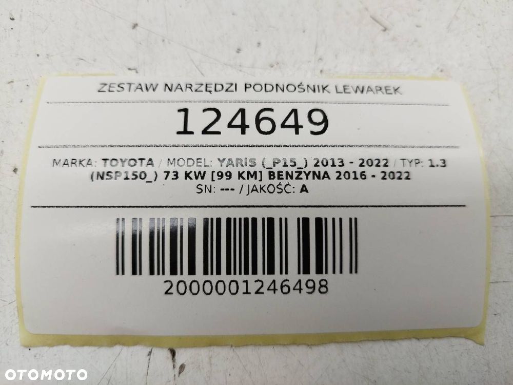 ZESTAW NARZĘDZI PODNOŚNIK LEWAREK UCHO KLUCZ YARIS III P15 - 4
