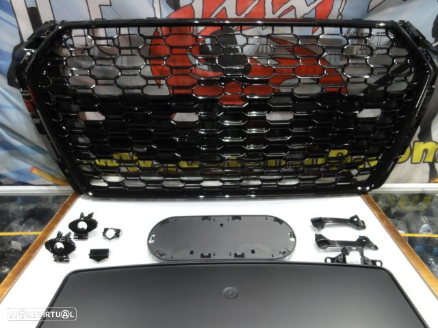 Grelha frontal AUDI A4/S4 B9 15-19 RS4 look com suporte para símbolo em preto brilhante - 10