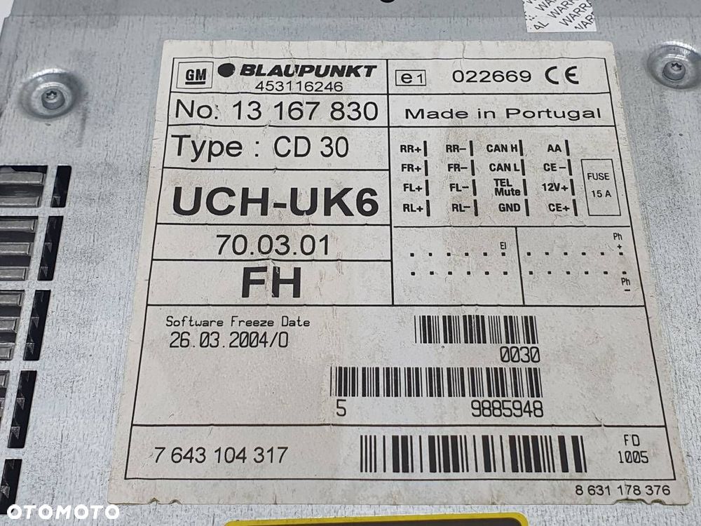 RADIO ODTWARZACZ CD OPEL MERIVA A 13167830 - 5