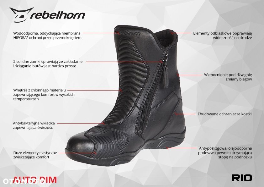 Buty motocyklowe Rebelhorn Rio czarny roz. 37 - 4
