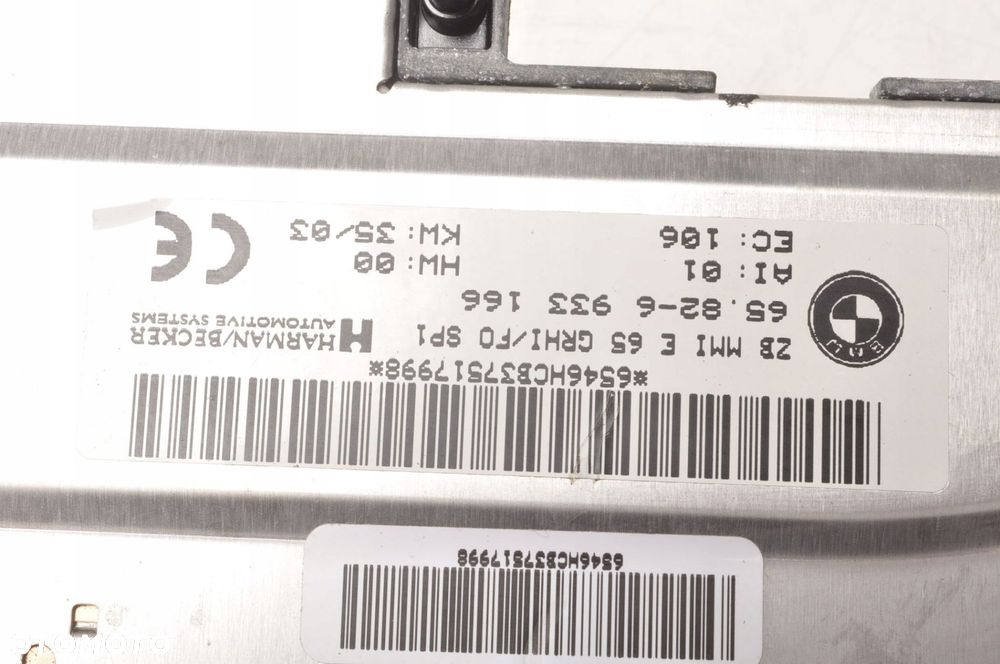 BMW E65 MODUŁ STEROWNIK MONITORA TYŁ 6933166 - 5