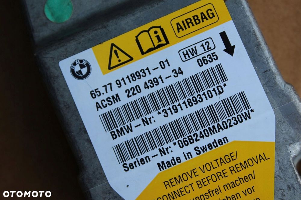 Moduł sensor poduszek AIRBAG BMW e60 e61 9118931 - 2