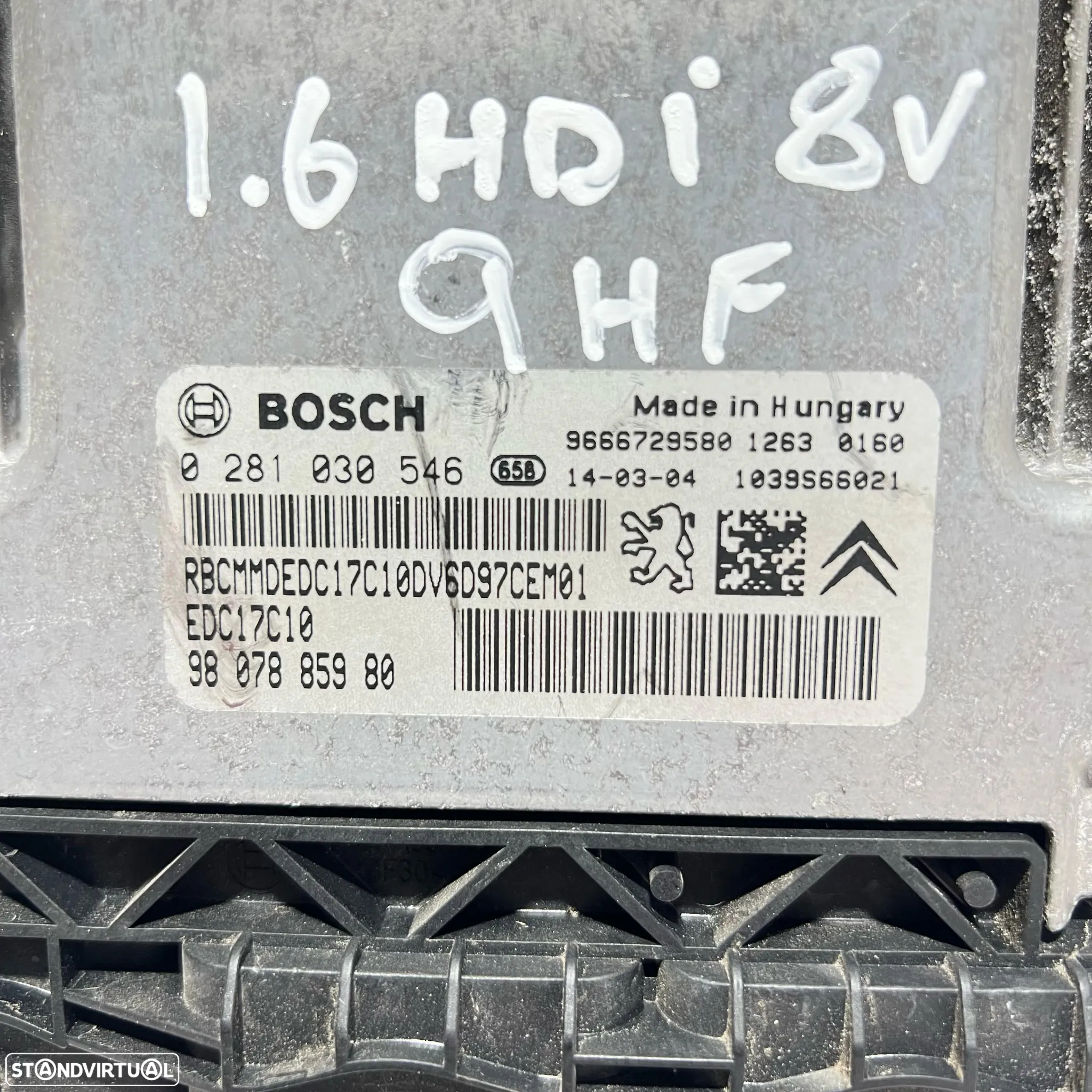 .Centralina Motor Bosch PSA Peugeot Citroen DS 1.6 HDi 0 281 030 546 / 98 078 859 80 - 3