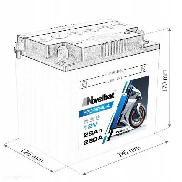 Akumulator Novelbat Y60-N24L-A 12V 28Ah 280A 185126170 Garden P - 2