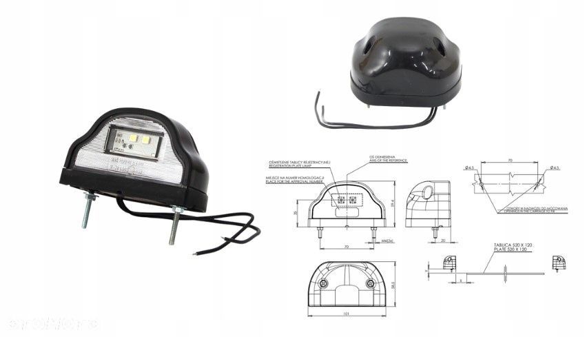 lampa podświetlenia tablicy rejestracyjnej 409 w72 uniwersalna - 4