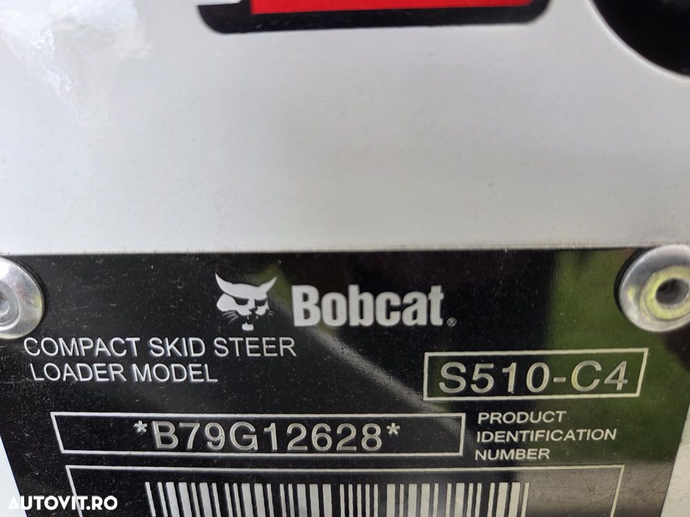 Bobcat S510, NOU 2025, ridica 810kg la 2,7t, ANVELOPE PLINE, Aer conditionat, usa cabina, motor Kubota 50CP, sist hidraulic suplimentar, cupa 1mc, furci, posibilitate leasing 5 ani-PROMOTIE 41.900 EUR+Tva - 24