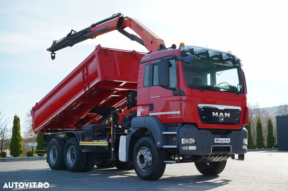 MAN TGS 33.400 / 6x4 / BASCUNĂ CU 2 LATE / BASCUNĂ HIDROBRATĂ + HDS PALFINGER PK 15500 / PILOT / MANUALĂ - 4