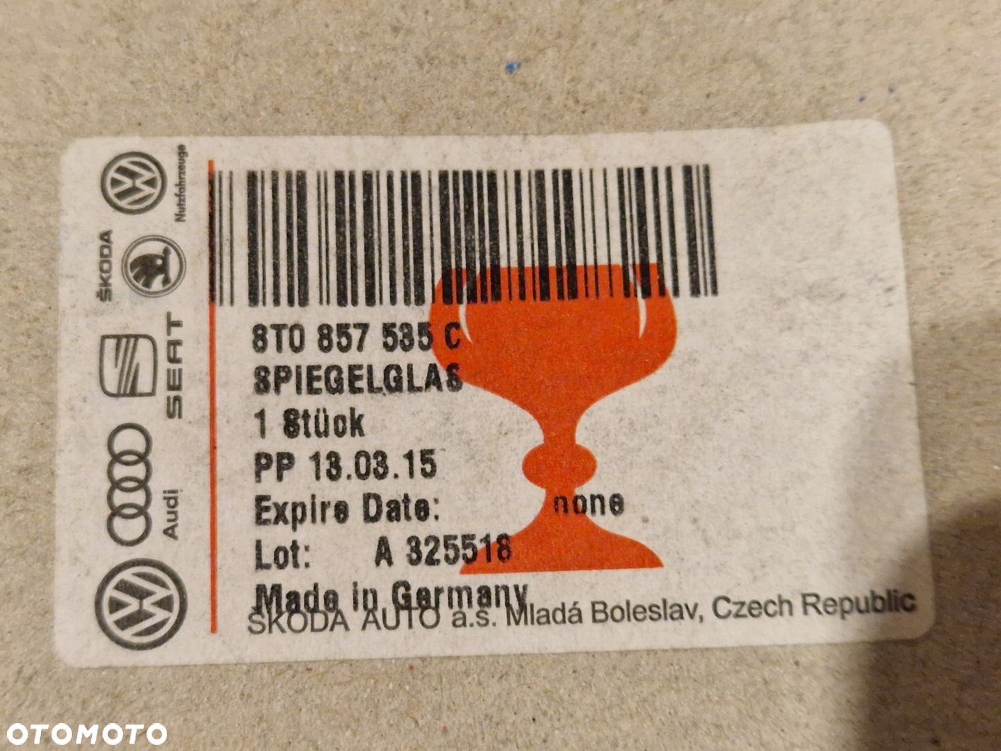 Audi A3 A4 A6 A8 Q3 RS6 Szkło lusterka WKŁAD 8T0857535C NOWE ORYGINAŁ - 4