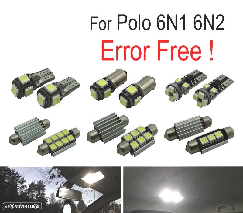 KIT COMPLETO DE 9 LAMPADAS LED INTERIOR PARA VOLKSWAGEN VW POLO MK3 6N 6N1 6N2 94-01 - 1