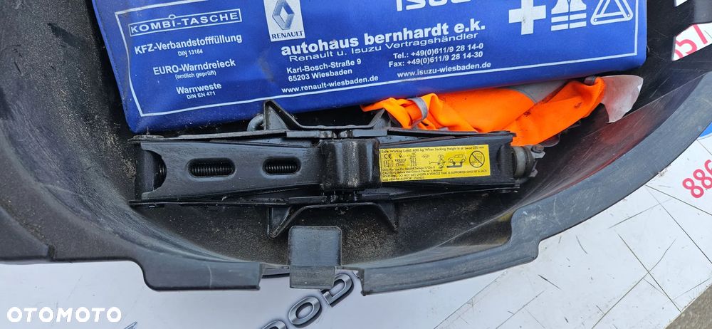 Renault Twingo 2 II Zestaw naprawczy Lewarek Klucz do kół Kompresor do opon Sprężarka powietrza Zestaw naprawczy do zmiany koła - 2