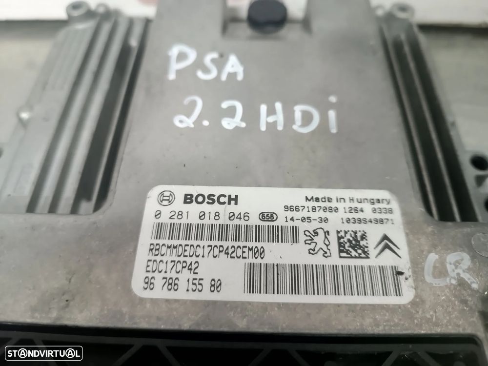 UNIDADE / CENTRALINA DO MOTOR / ECU PEUGEOT 508 2.2HDI REF 0281018046 9678615580 EDC17CP42 - 3