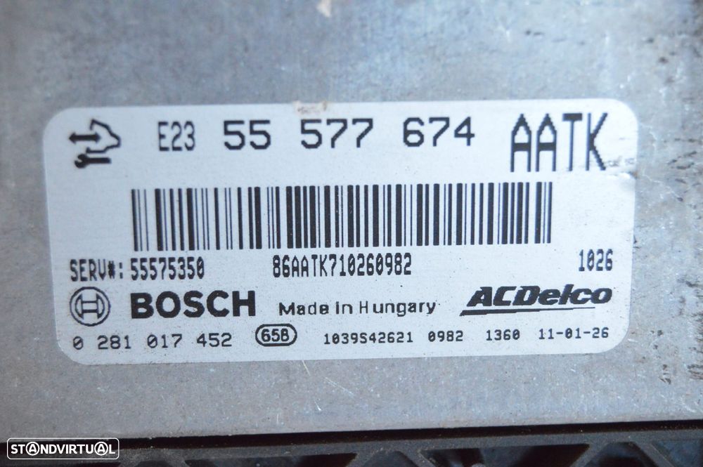 CENTRALINA ECU MOTOR BOSCH 0281017452 55577674AATK 55575350 55577674 OPEL INSIGNIA A G09 TOURER 2.0 CDTI 130CV A20DT - 3