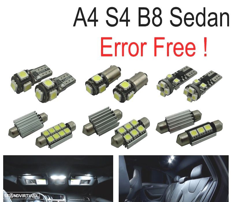 KIT COMPLETO 17 LAMPADAS LED INTERIOR PARA AUDI A4 S4 RS4 B8 QUATTRO SEDAN - 1