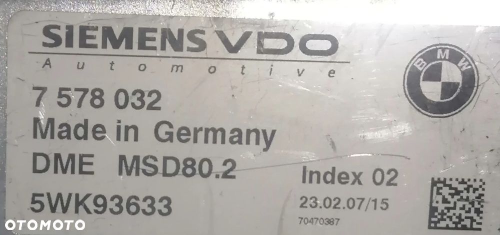 BMW 1 E87 1.6B - KOMPUTER STEROWNIK SILNIKA 7578032 - 2