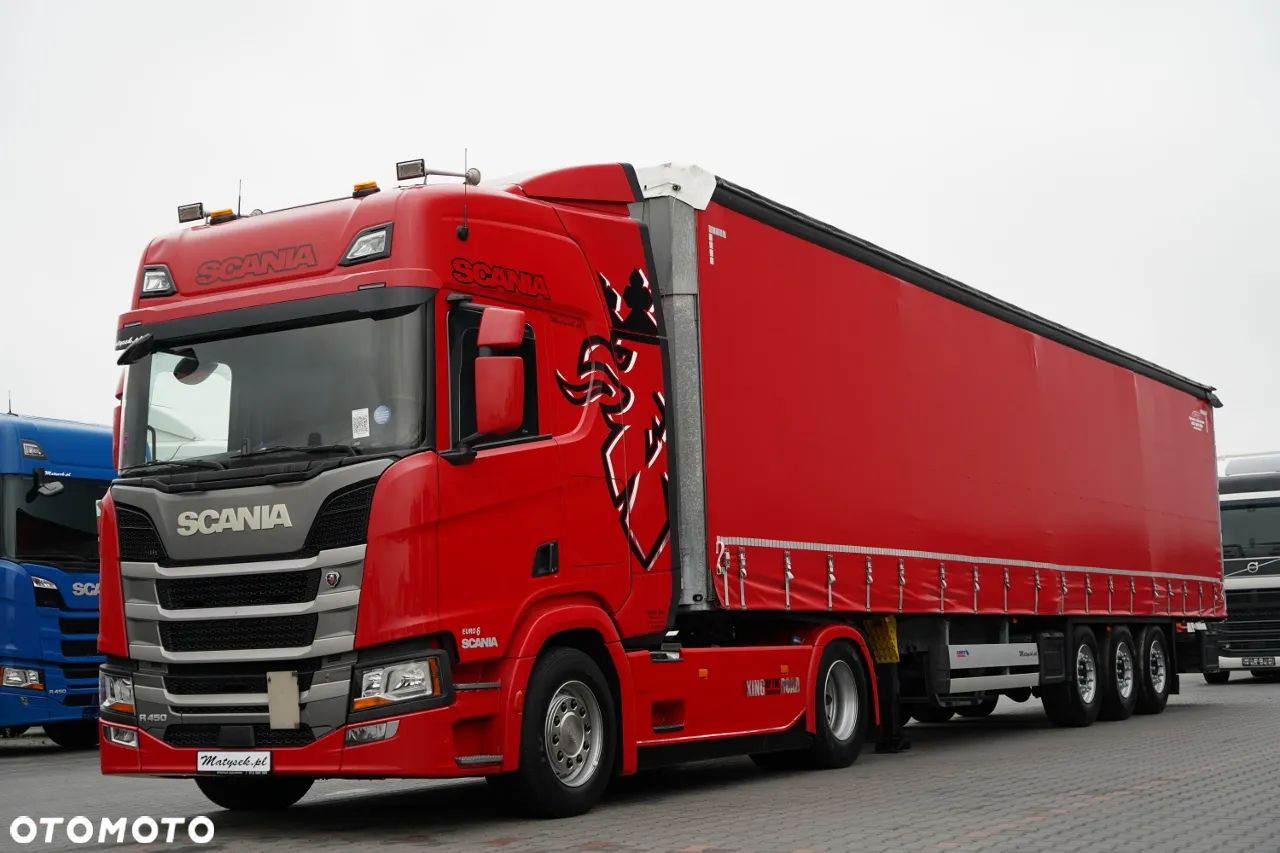 Scania R 450 / ZESTAW / + SCHMITZ / FIRANKA STANDARD / PODNOSZONA OŚ / DACH PODNOSZONY / 2022 ROK PODNOSZONA - 2