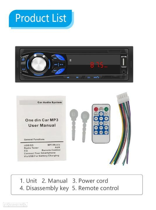 Autorádio (NOVO) Com Bluetooth Com Mãos-Livres E Comando - 3