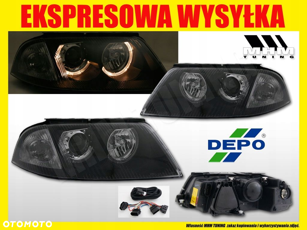 Reflektory Lampy kpl Ringi Angel Eyes Tuning Black VW Passat B5 3bg Lift FL - 3