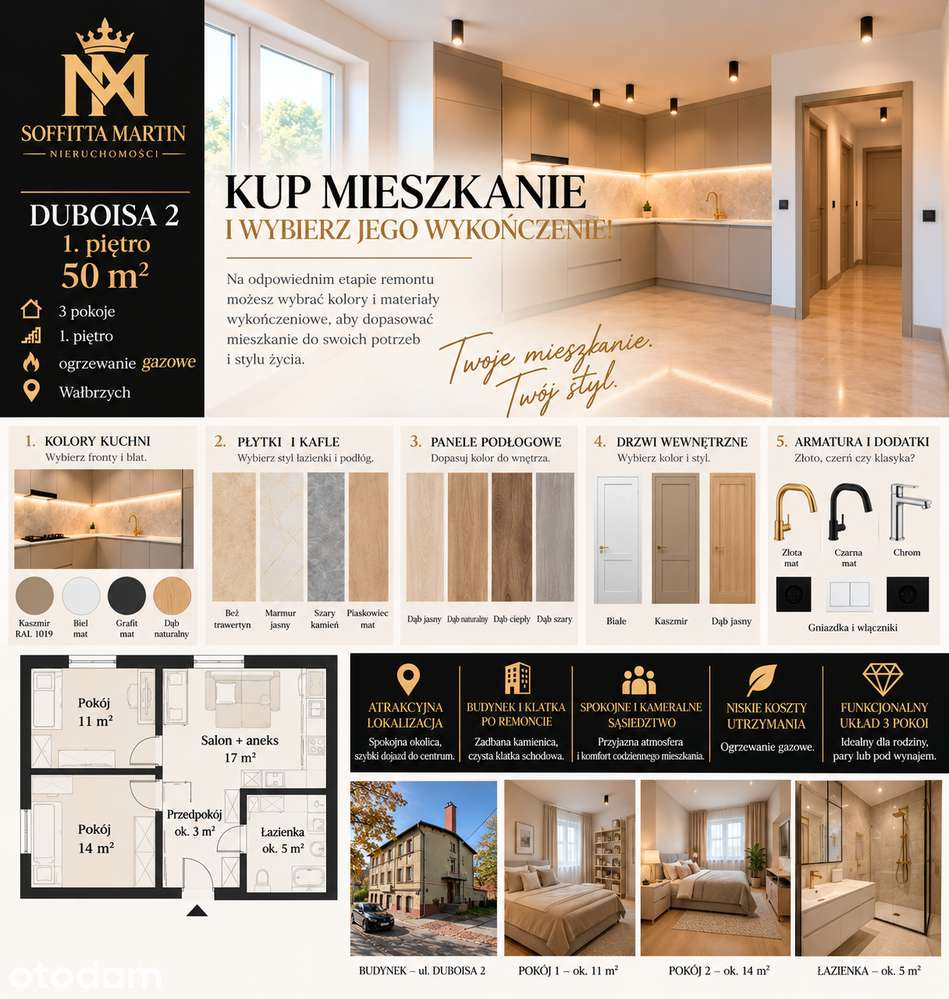 Mieszkanie 3-pokojowe, 50 m²