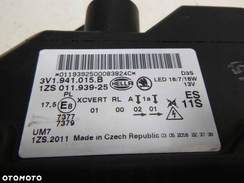 SKODA SUPERB III LAMPA REFLEKTOR XENON SKRĘTNY LEWA LEWY PRZÓD PRZEDNIA ORYGINAŁ - 8