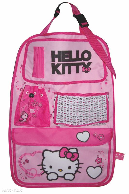 Organizator scaun auto Hello Kitty pentru spatarul scaunului din fata, 40 x 60 cm - 1